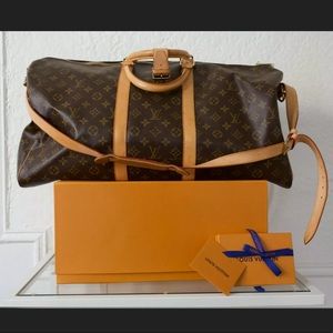 Louis Vuitton 55 Duffel Travel Bag w/ Stra…